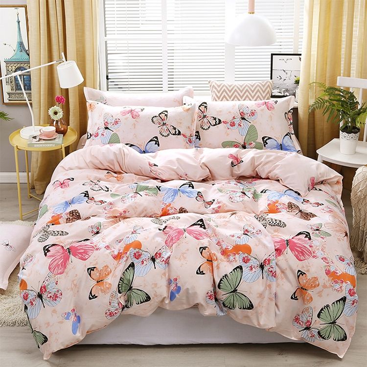 4 PCS Printing Bedding Set Bed Sheet Pillowcases Cover