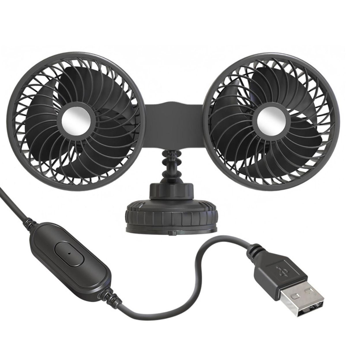Electric Car Fan Dual Head USB Car Fan