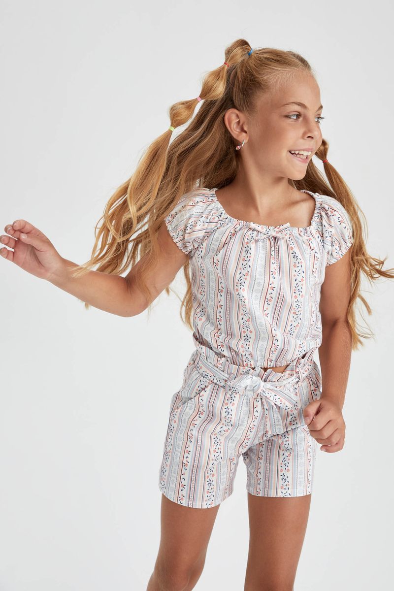 Girl Short Sleeve Blouse - Multi