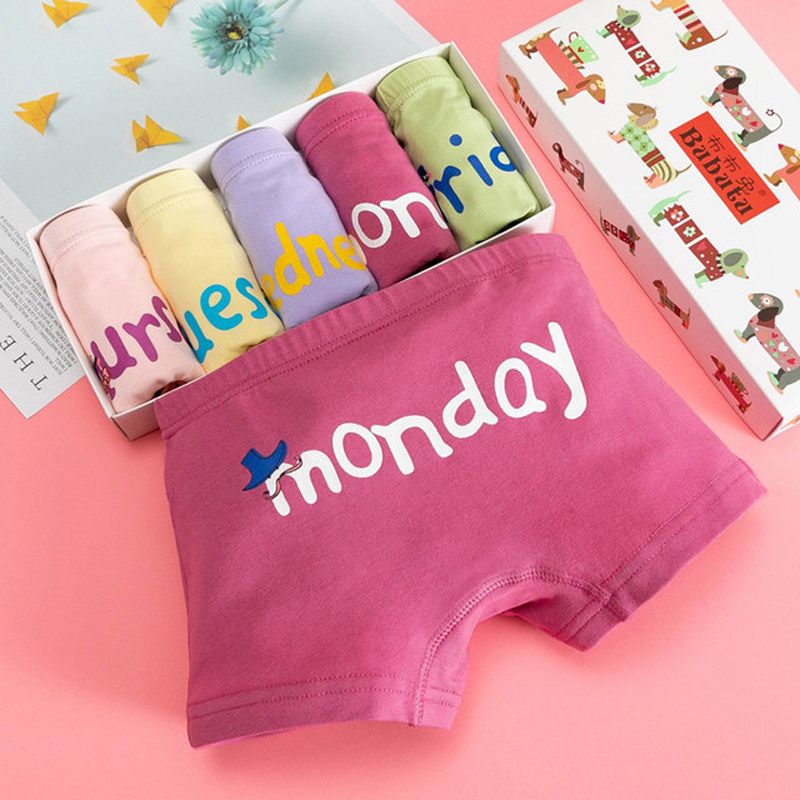 Girls Boxer Shorts,Kids Cotton 5 Pack Underpants 3-12 Years