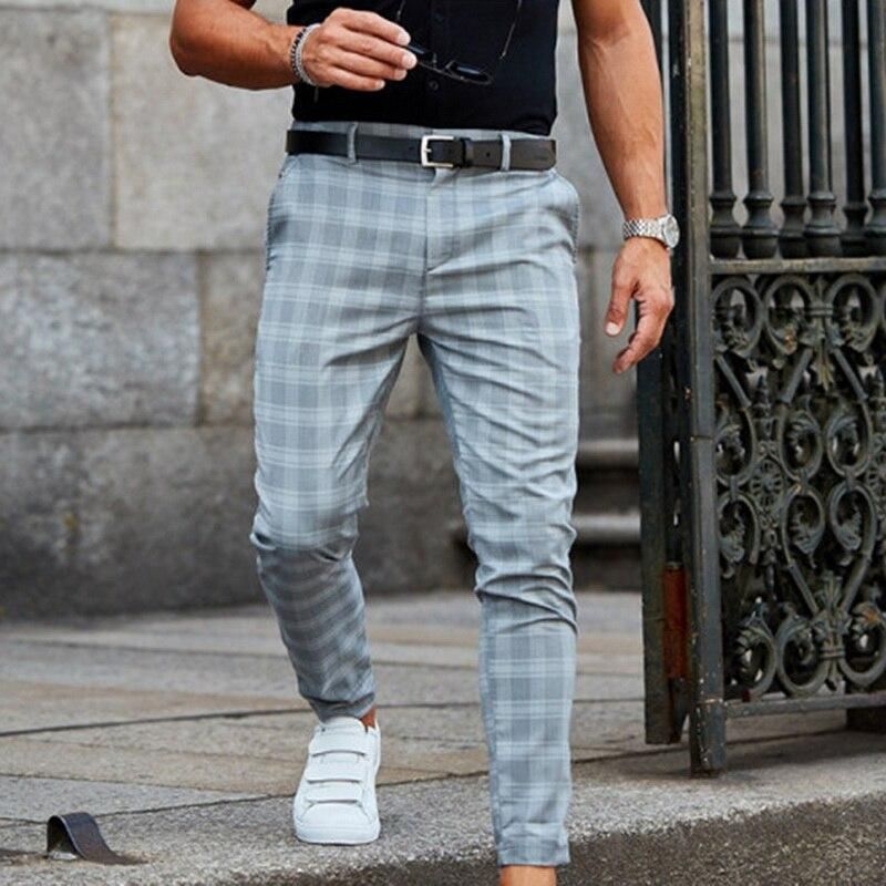 Checking sports pants for men Intelligent long spring trousers