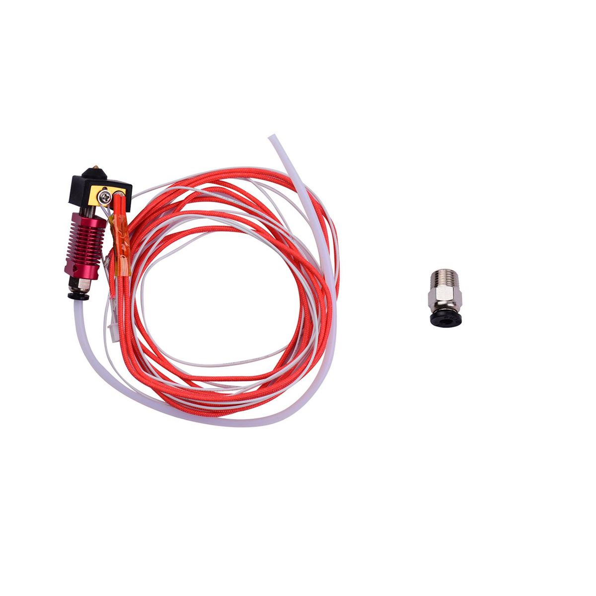 MK8 Assembled Extruder Hotend Kit with Aluminum Heating Block 0.4mm Nozzle Heater Wire Thermistor PTFE Tube Pneumatic Connector Compatible with Creality Ender-3/Ender-3X/Ender3 pro 3D Printer