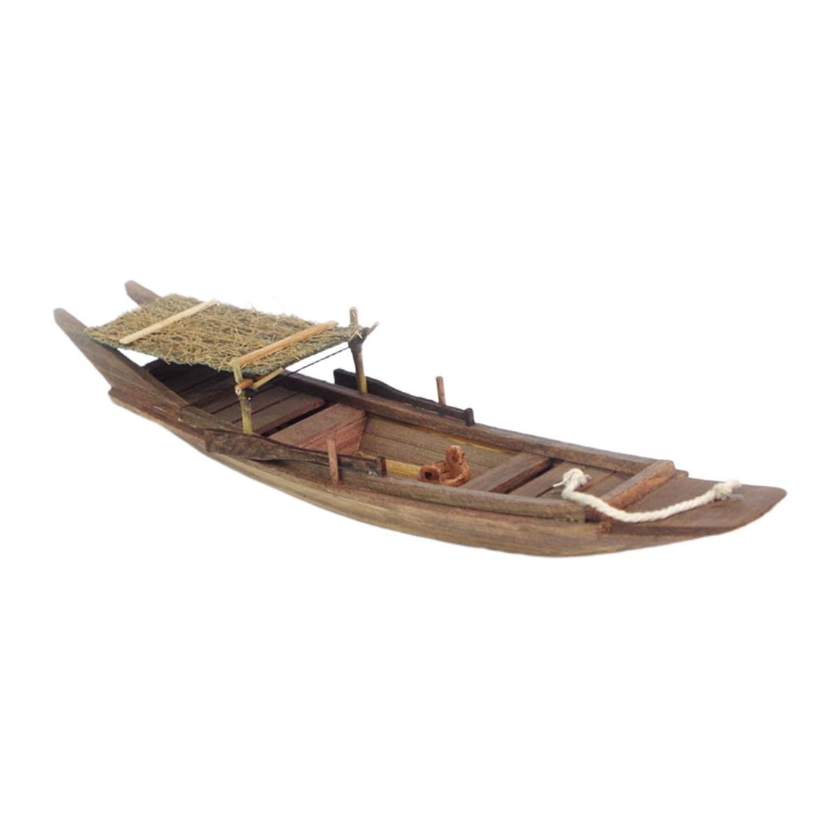 Exquisite Wooden Boat Canoe Model For Bookcase Decor Rear Straw Shed