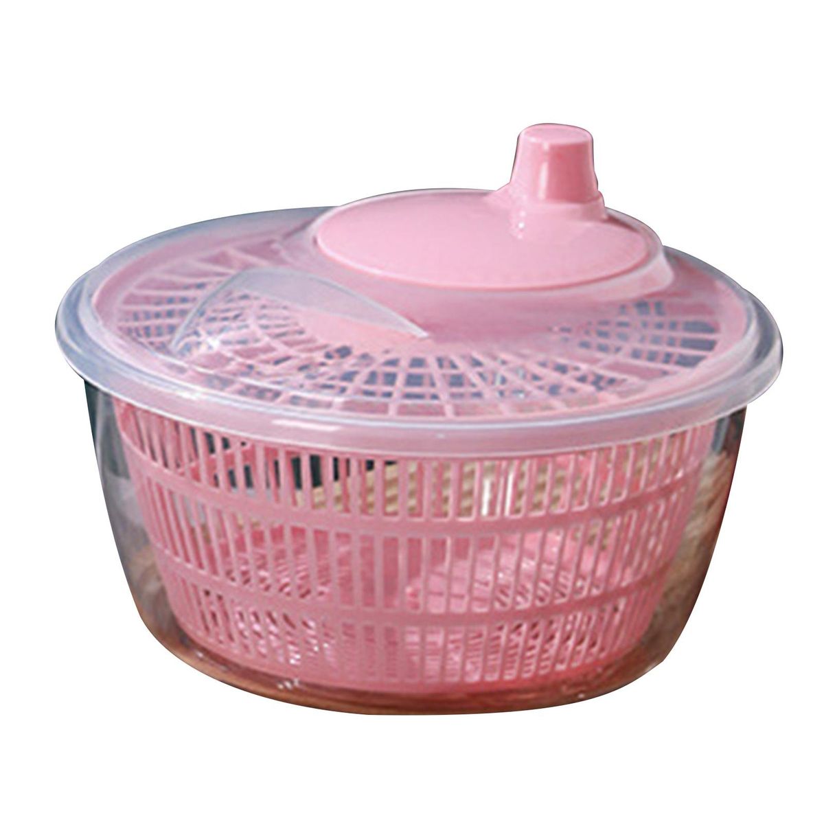 Centrifugal Rotation Drain Basket Quick Drain Salad for Vegetables Pink