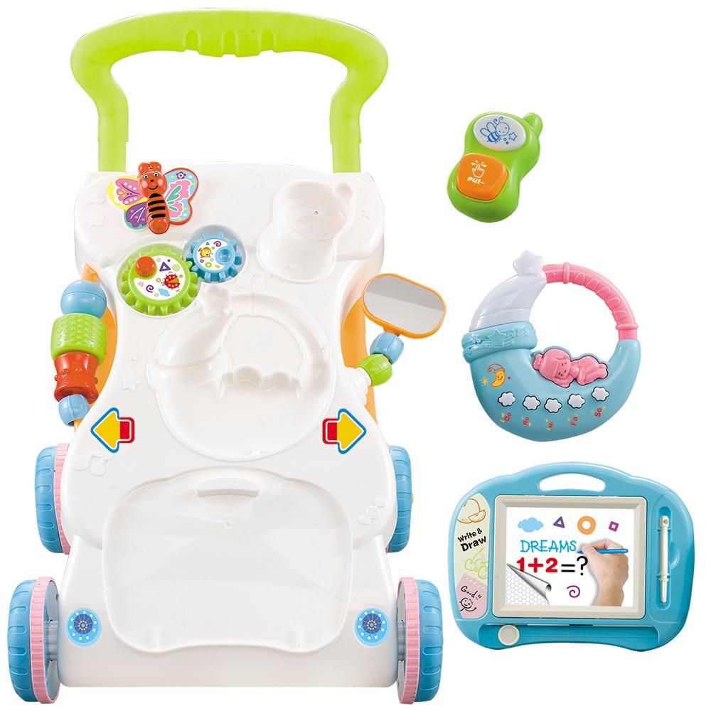 Multifunctional Toddler Trolley Sit-to-Stand ABS Musical Walker with Adjustable Height