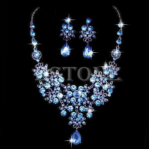 JAVRICK Bridal Wedding Party Jewelry Sets Crystal Rhinestone Pendant Necklace & Earrings