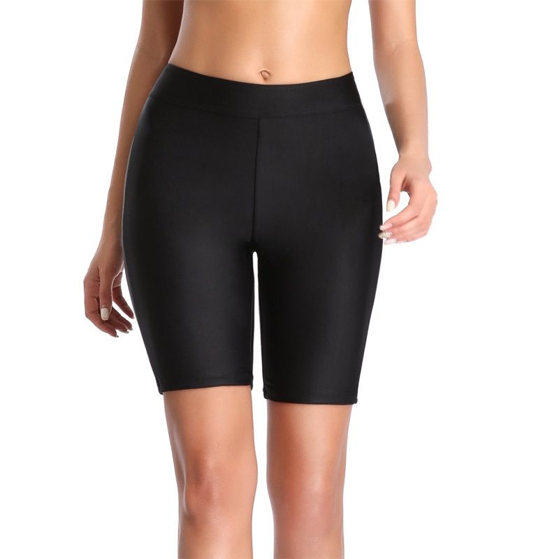 Large Size Female Swim Shorts Conservative Boxer Anti-runout Long Five-point