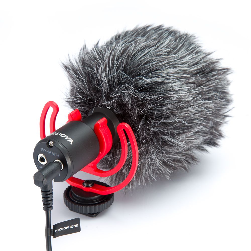 BY-MM1+ Mini Stereo Mic With Shockmount For IOS Android Smartphone Vlog, PC Live Streaming, On Canon Nikon DSLR SLR Camera, Video Interview Mic