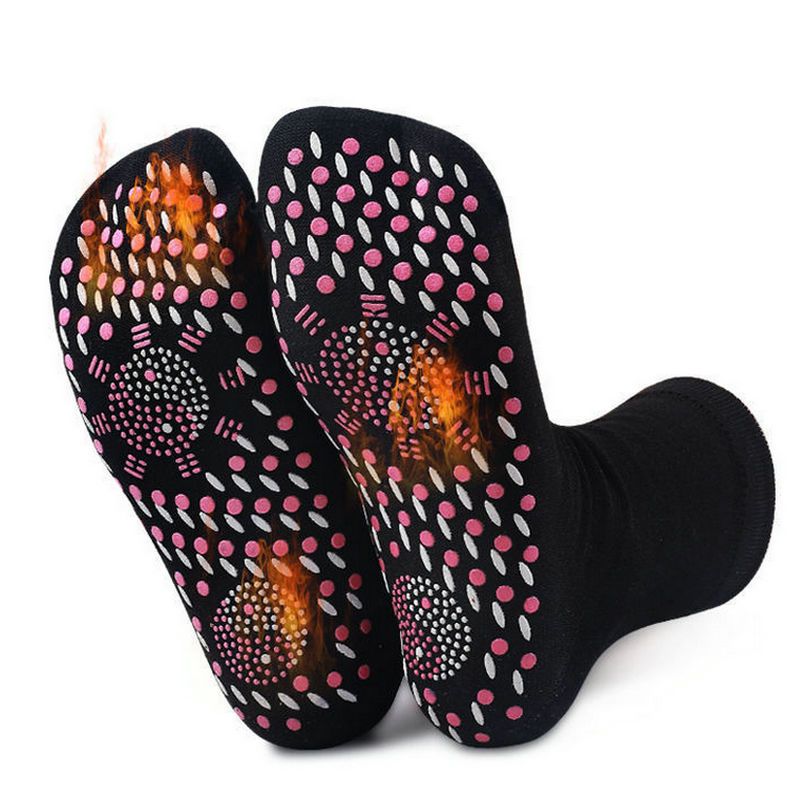 (Black)1 Pair Tourmaline Slimming Health Sock Winter Warm Thermal Self-Heating Sock Health Car SMA