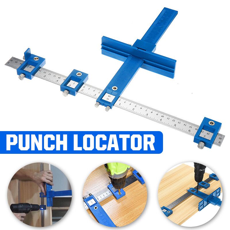 Punch Adjustable Drill Guide Woodworking Sleeve Cabinet Hardware Jig Drawer Pull Wood Drilling Dowelling Carpenter Tool Kit