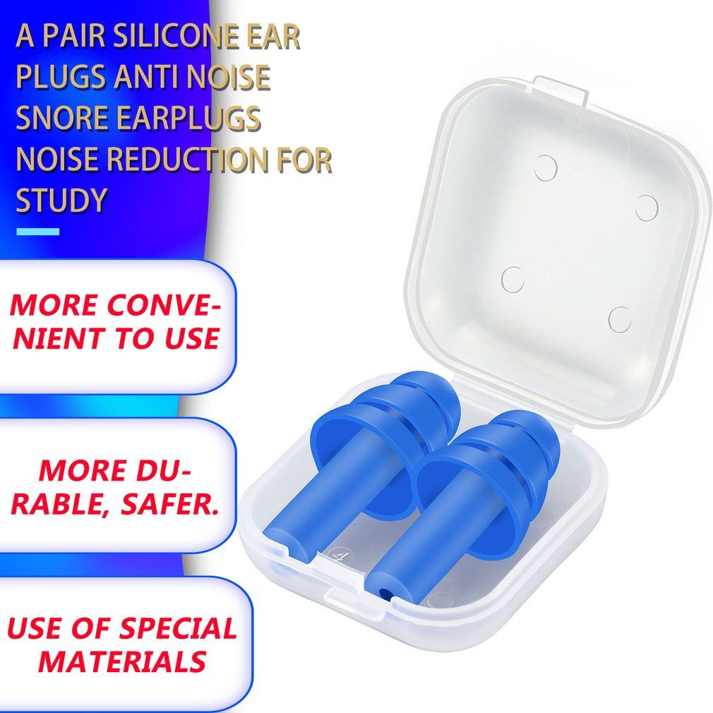 Silicone Anti Noise Snoring Earplugs - Blue