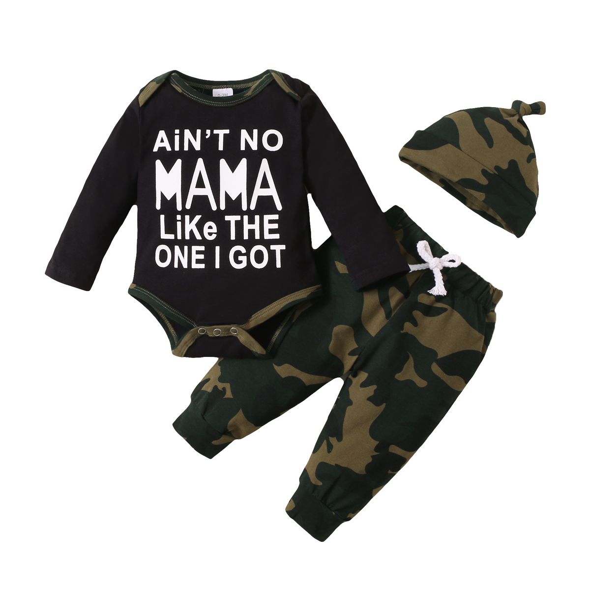 0-18 Months Newborn Baby Boy Letter Print Bodysuit+Pants+Hat