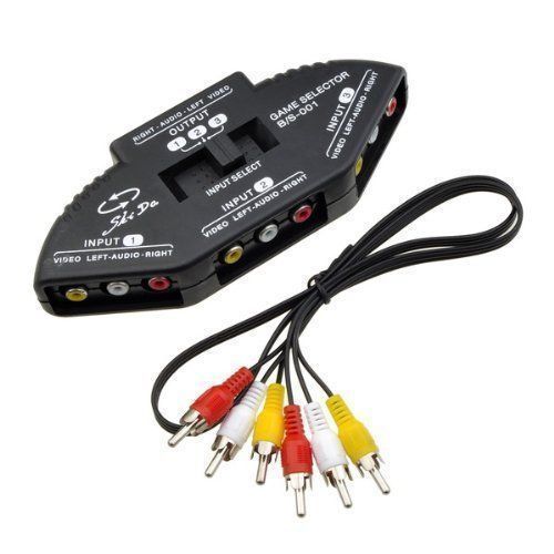 Black 3-Way Audio Video AV RCA Switch Selector Box