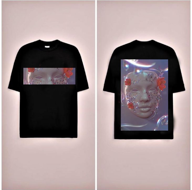 Black Customized Flowered Tee