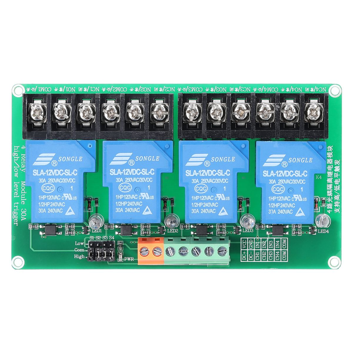 4 Channel Relay Module 30A 24V Load Current With Optocoupler