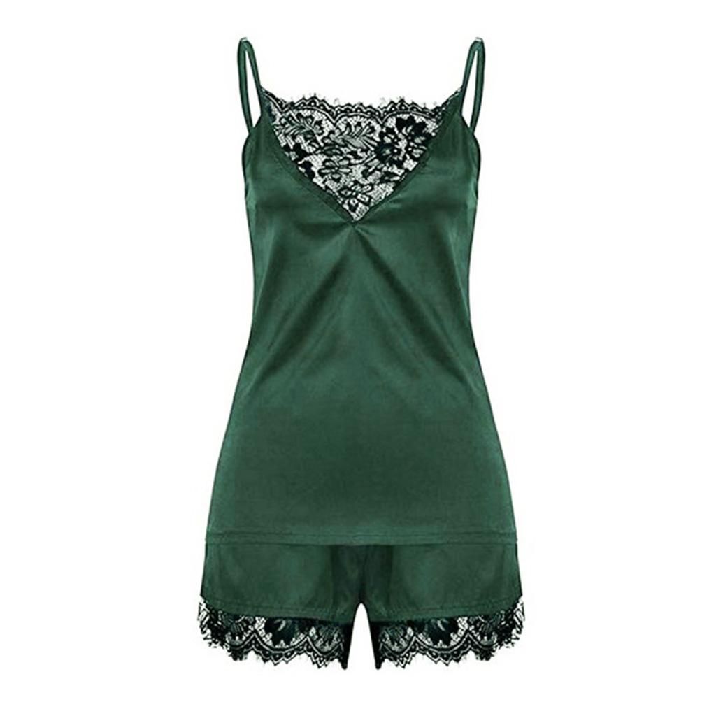 Women Ladies Sexy Lace Sleepwear Cami Top And Shorts Pajama Set M