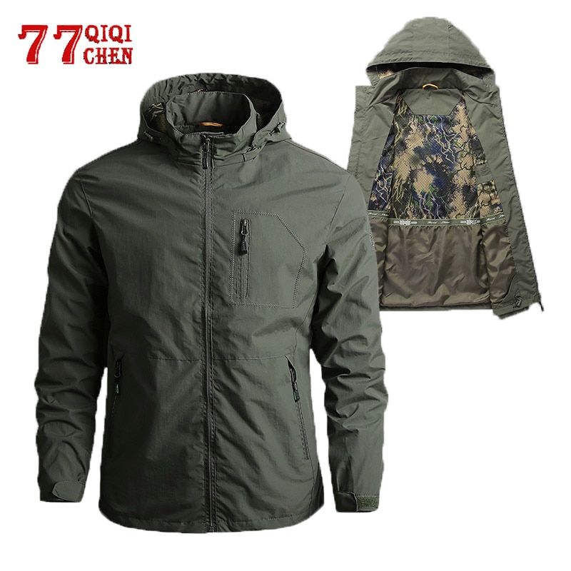 Tactics Military Jacket Men Waterproof Breathable Hooded Coat Windbreaker 5XL Spring Autumn Jackets Casual Outwear Male