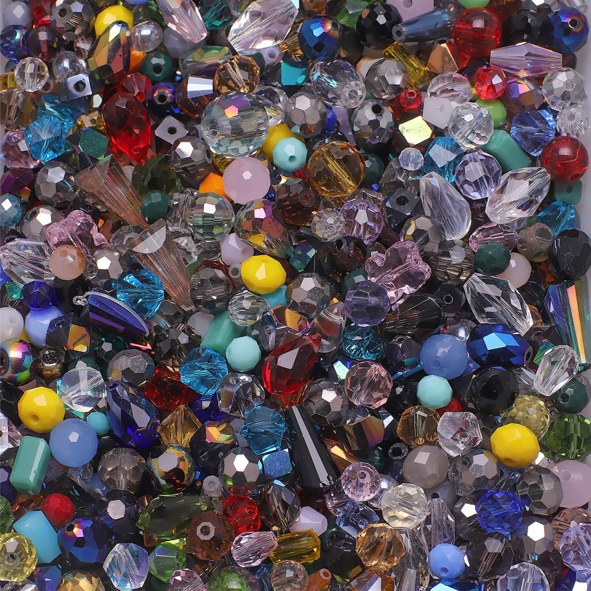 Mixed Color & Size & Shape Total about 20G Loose Austria Crystal Beads Glass Round Beads For Kids Jewelry DIY Making Accessorie