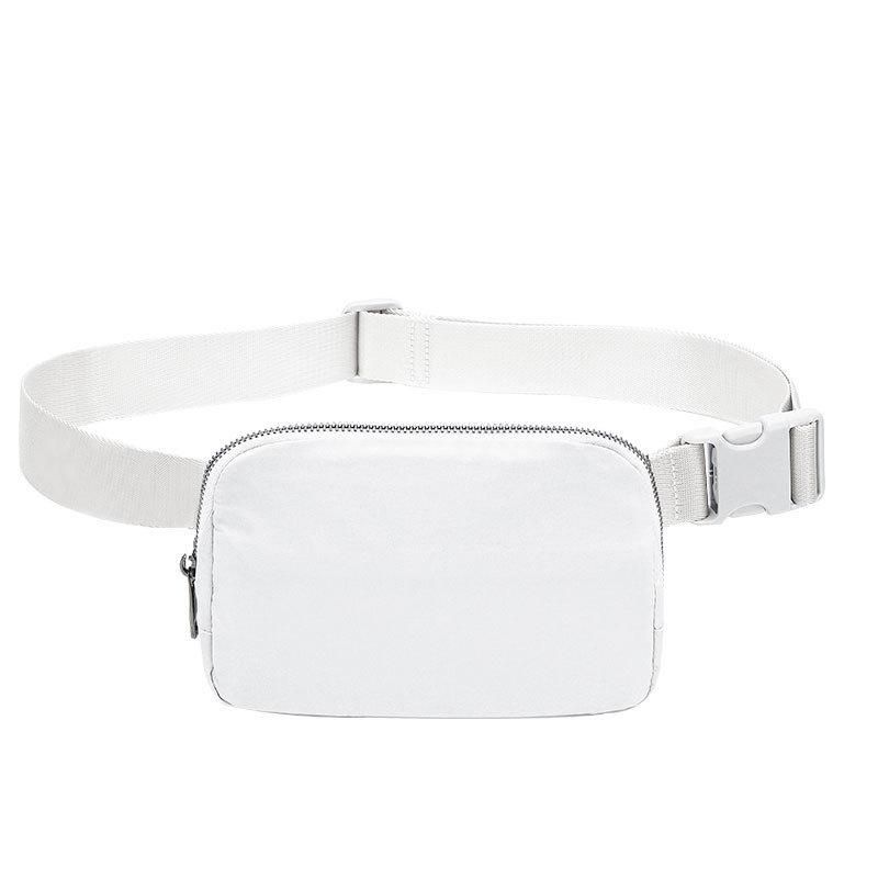 Cross-border new lulu waist bag nylon waterproof chest bag outdoor sports running mobile phone bag all-match Messenger men and women white