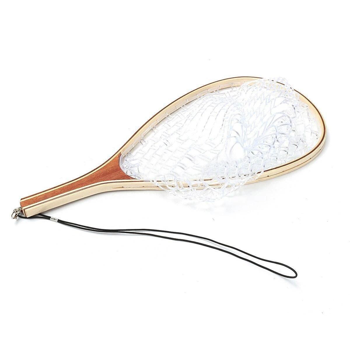 High Quality Fishing Landing Net Light-weight Wood Handle Anti-hook Rubber Net Folding Landing Net Outdoor Fishing Tool