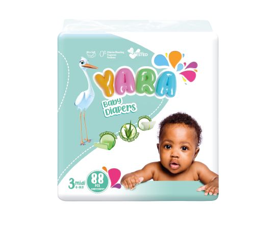 Baby Diaper Size 3 Midi 4-9 Kg, Jumbo Pack (88 Pcs)