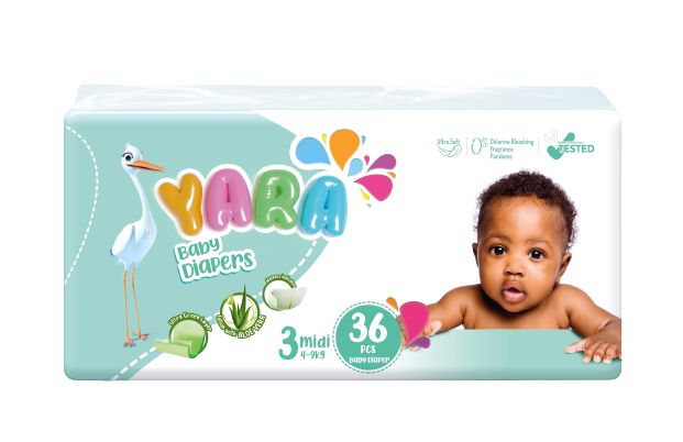 Baby Diaper Size 3 Midi 4-9 Kg, Twin Pack (36 Pcs)