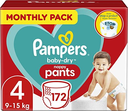 Baby Dry Nappy Pants, Size 4(172) (9-15 Kg), UK