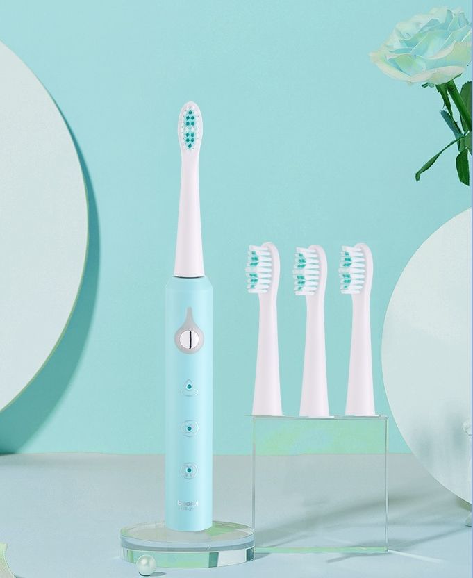 Electric Toothbrushes Whitening With 3 Brush Heads - BLUE