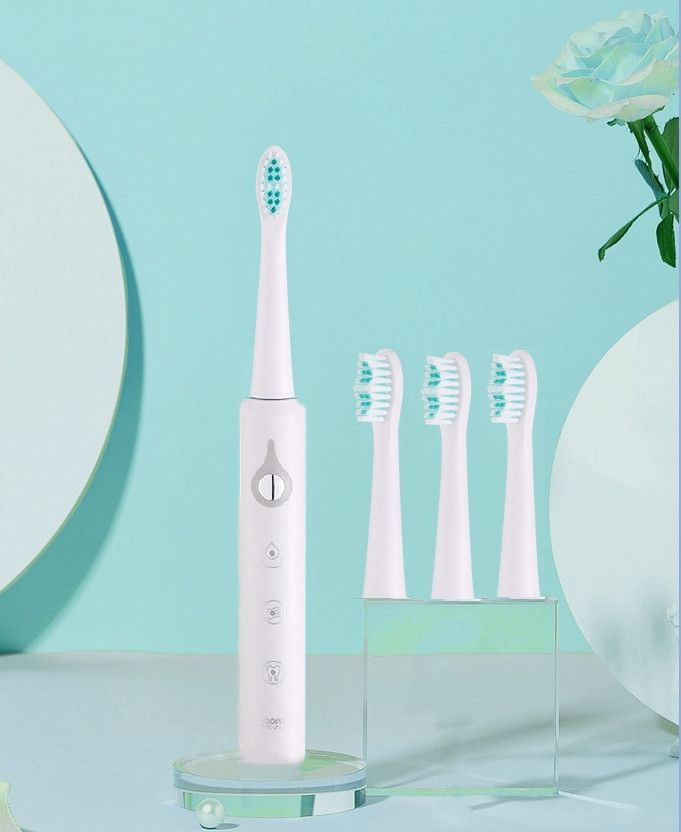 Electric Toothbrushes Whitening With 3 Brush Heads - WHITE