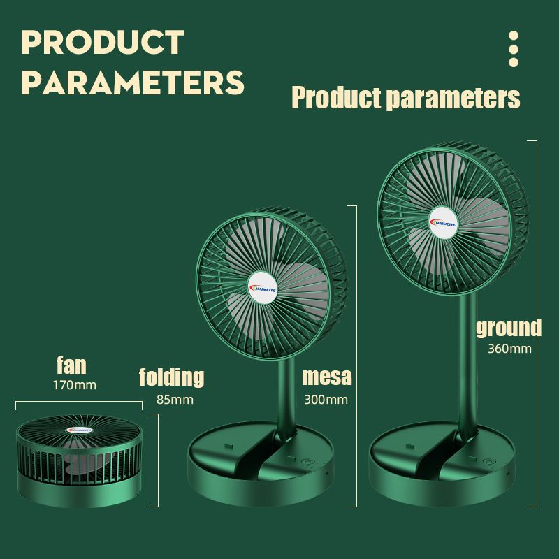 NEW Rechargeable Fan With 3 Speeds Adjustable-Green