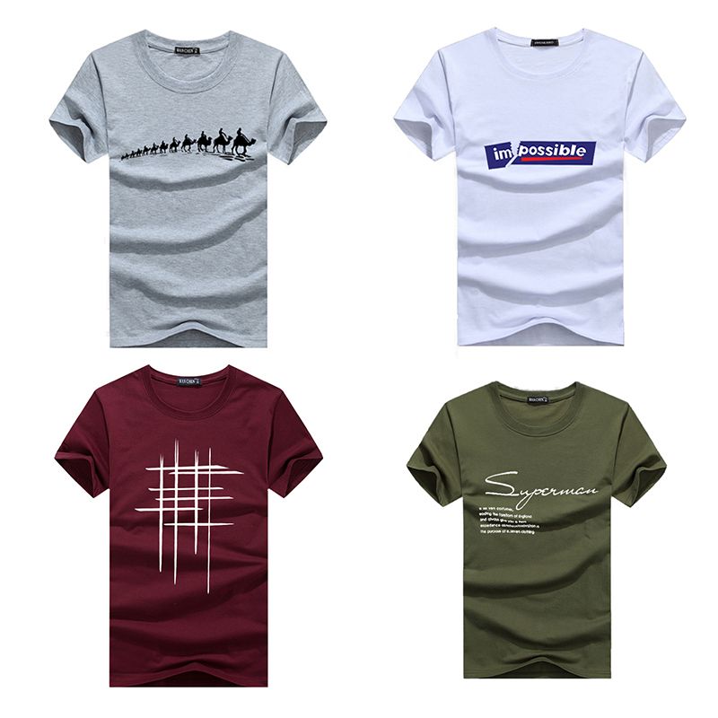 Printing Mens T-shirts Combo Of 4(gray/white/green/wine)