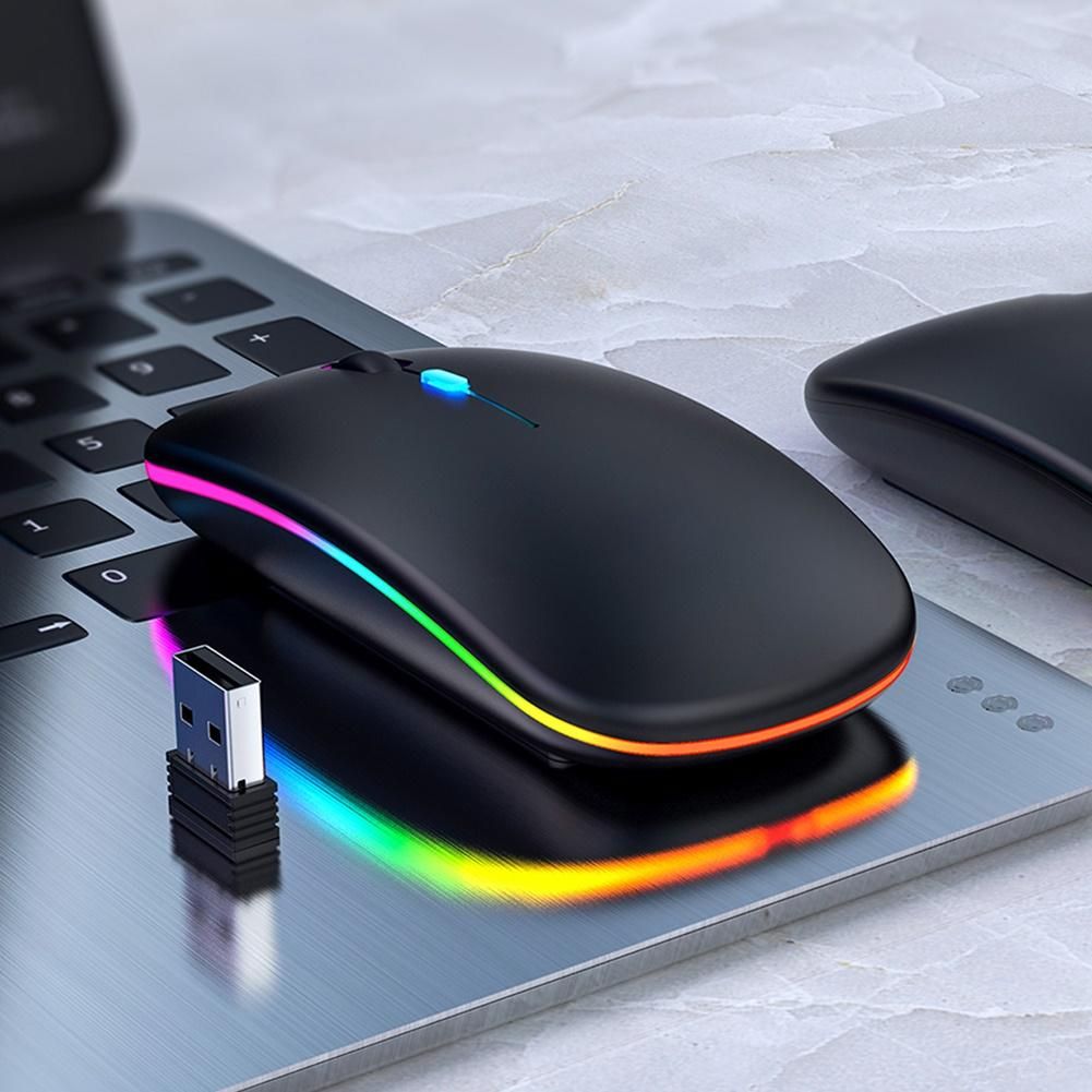 LED 2.4G Rechargeable Wireless Mouse Bluetooth 2 Modes