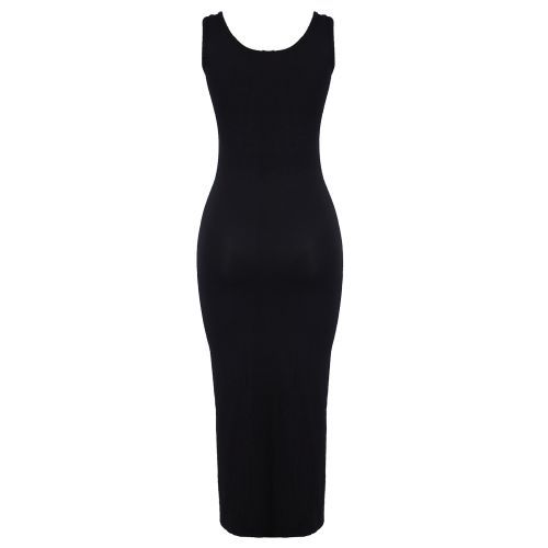Sleeveless Bodycon Long Gown - Black