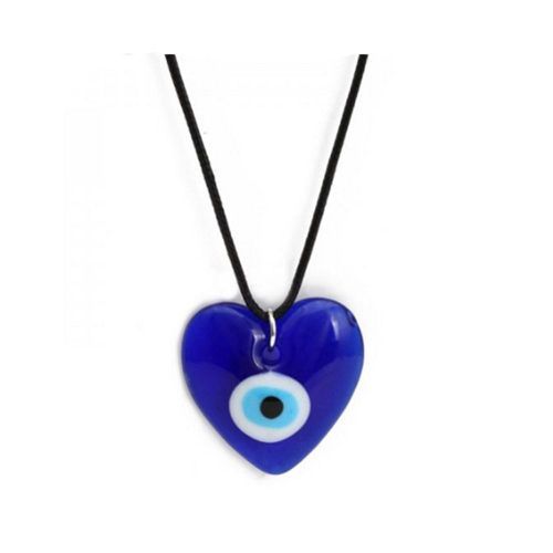 Evil Eye Blue Eyes Pendant, Leather Rope Protection Necklace