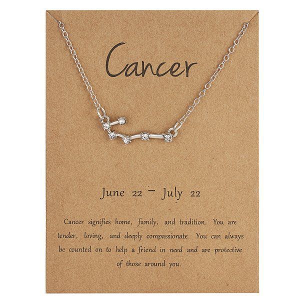 Twelve Constellations, Starry Sky, Diamond Necklace, Silver Cancer