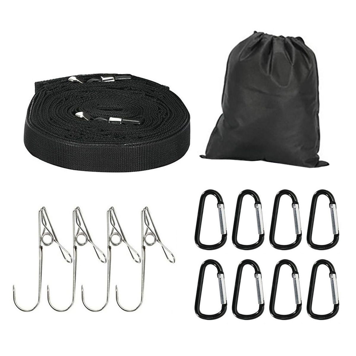 Camping Clothesline Sturdy Carabiner Camping Lanyard Black