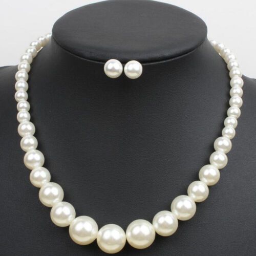 Women's Pearl Necklace Earrings