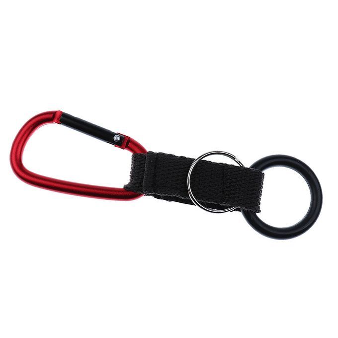 Carabiner + Hook & Loop + Rubber Ring Water Bottle Holder Camping Red