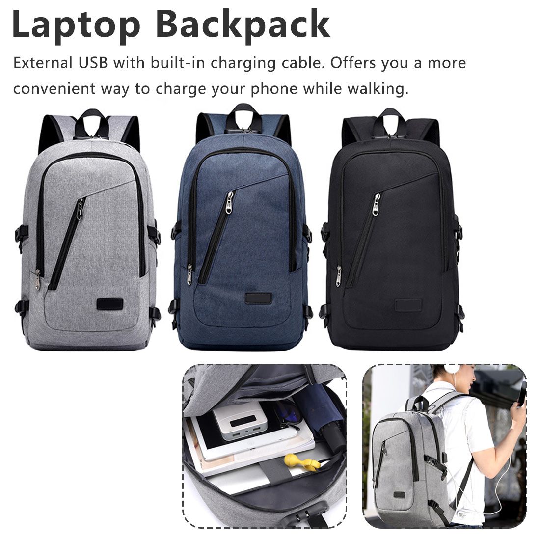 Bag Male Laptop Sports Waterproof Charging Schoolbag USB Theft Anti Backpack Samp Bag Casual Bag Fashion Backpack Travel