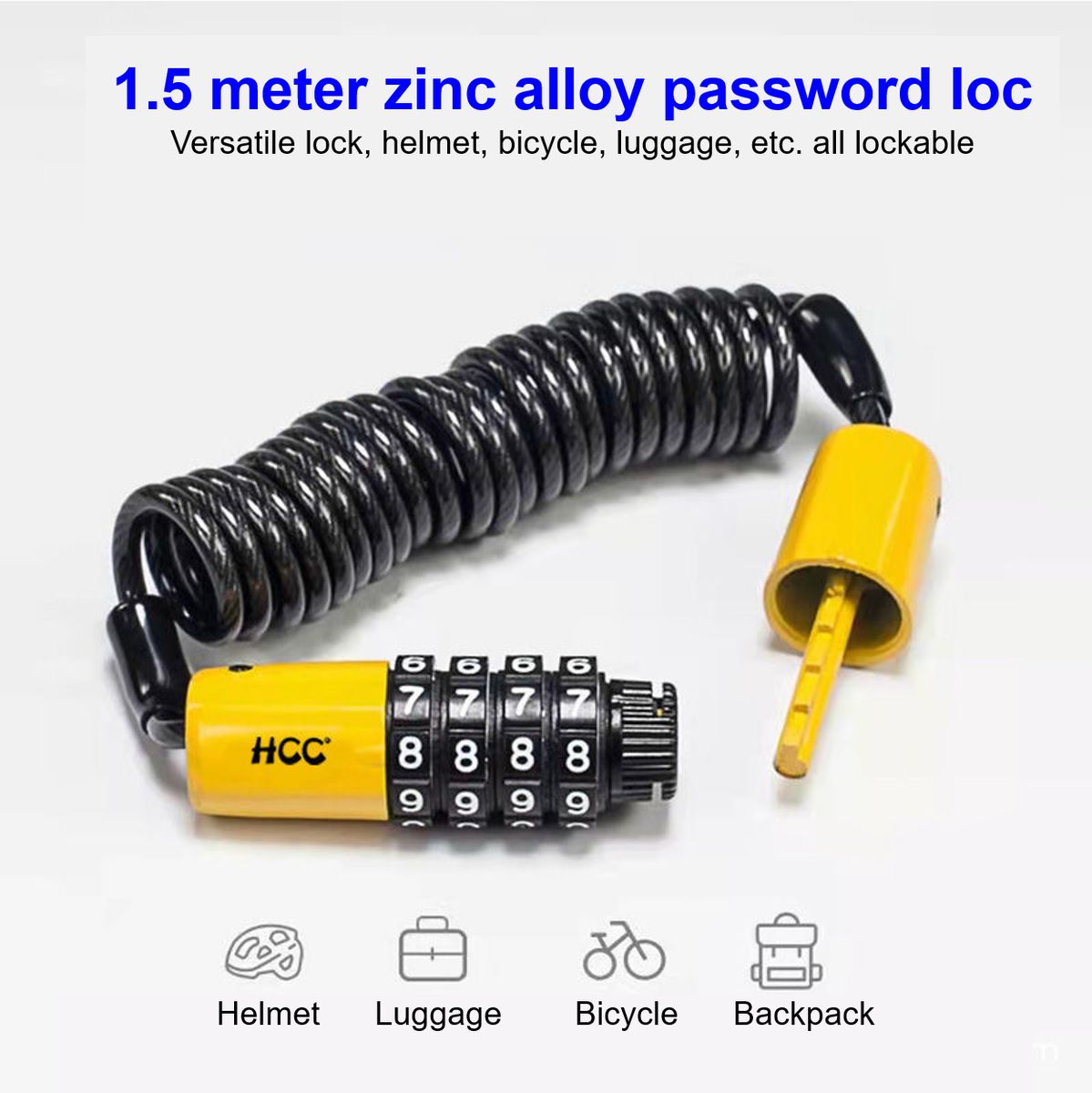Small portable steel wire zine alloy bicycle password lock mountain bike lock luggage lock