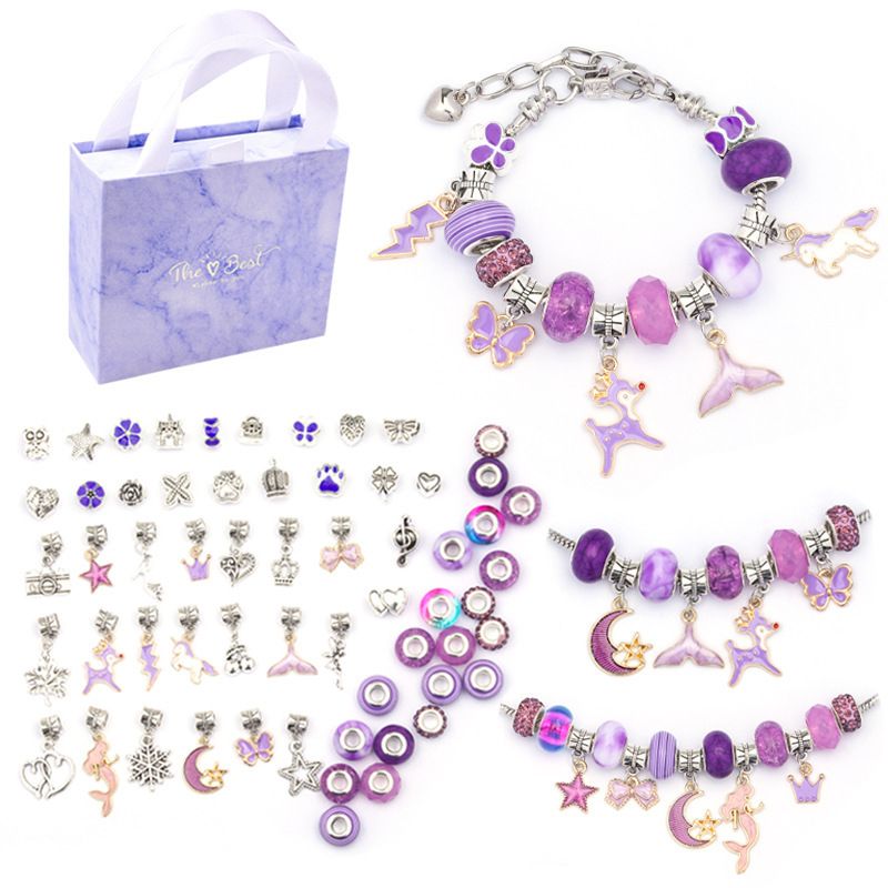 Let DIY Charm Let Necklaces Jewelry Making Kit With Pink Gift Box For