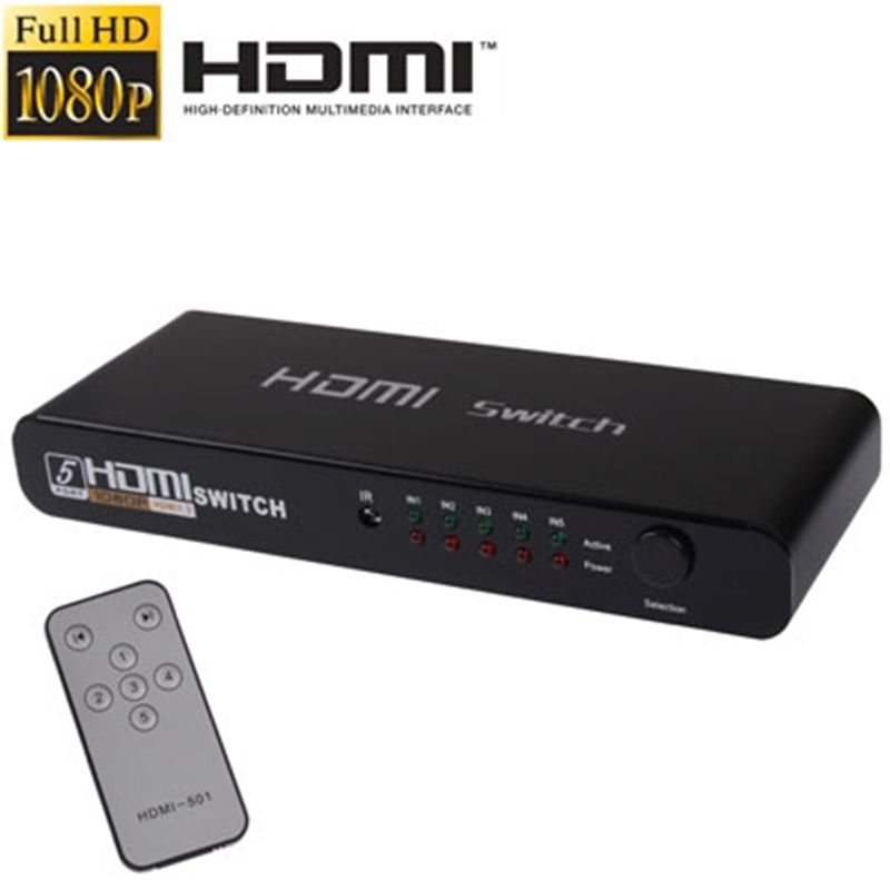 5 Ports Full HD 1080P HDMI Switch With Switch & Remote Controller, 1.3 Version (5 Ports HDMI Input, 1 Port HDMI Output)(Black)
