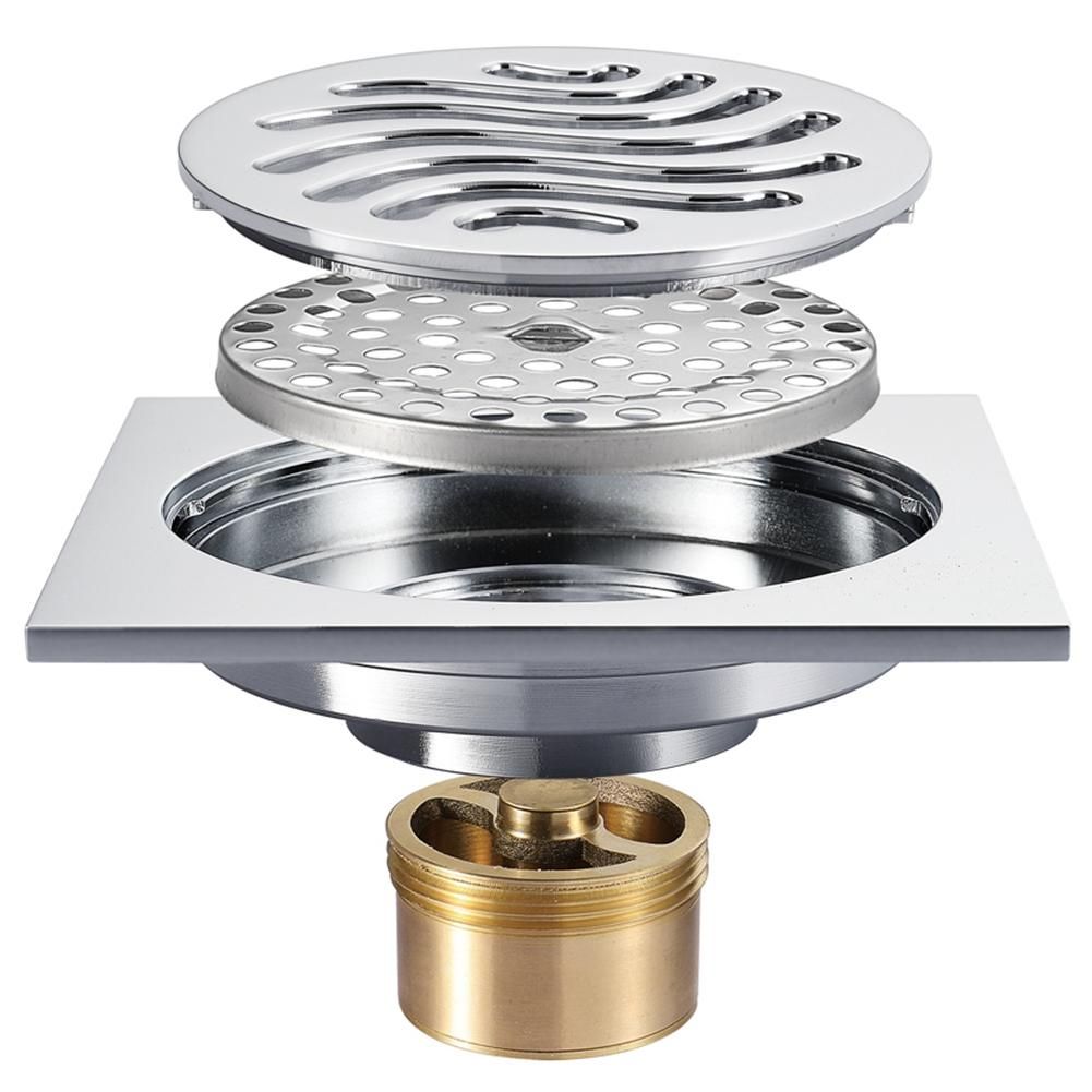 Brass Floor Drain 100X100mm Square Anti-Odor Linear Shower