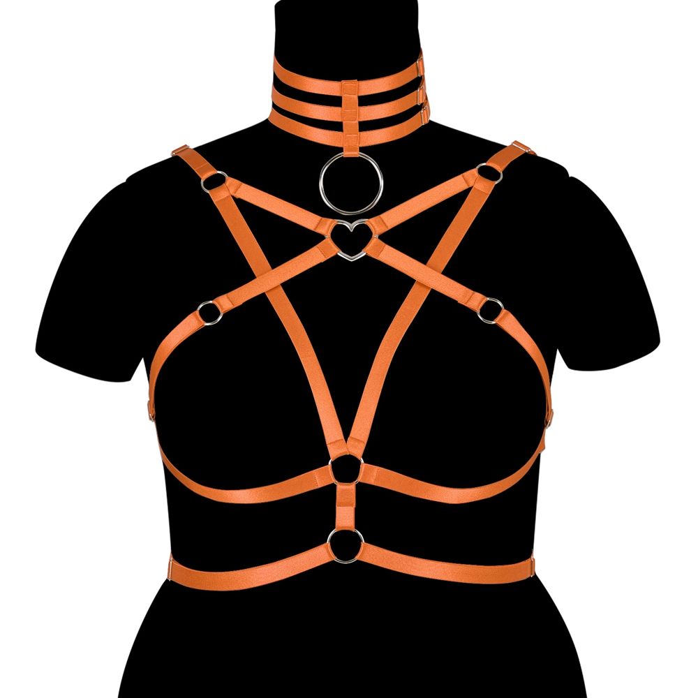 Bdsm Harness Busty Women Collar Y Large  Adjust Waist Size-orange-ONE SIZE FITS ALL