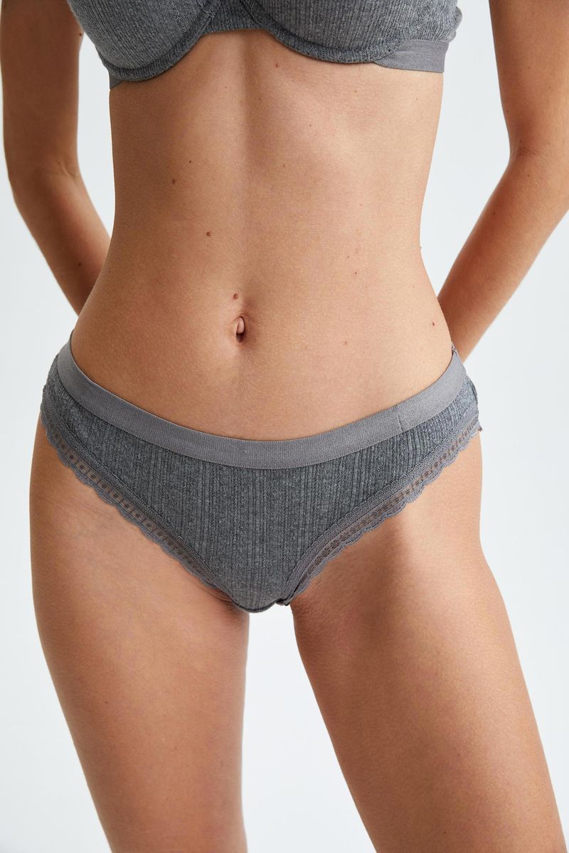 Woman Casual Brief Underwear Slip - Anthracite