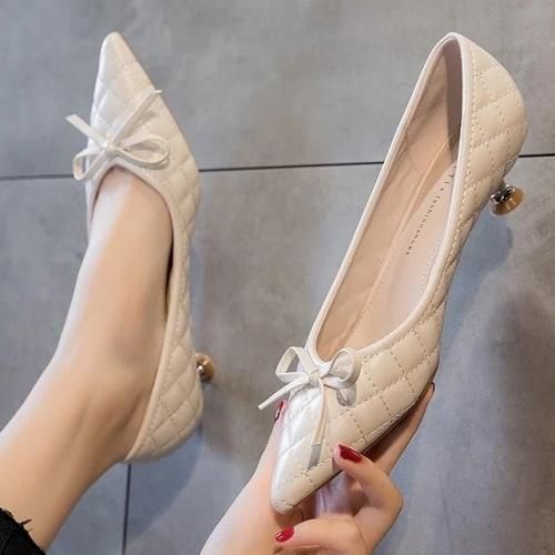 Ladies Classic Pointed Toe Fashion High Heels-Beige