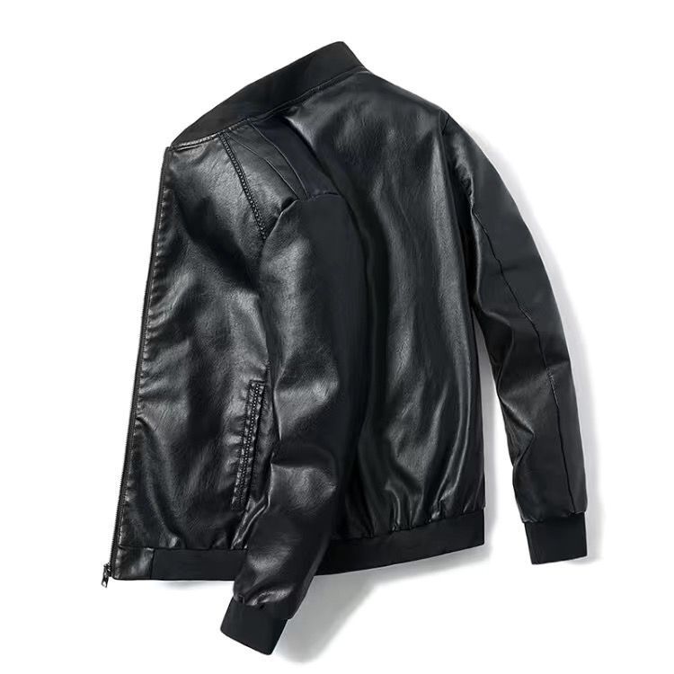 Men Faux Leather Jacket M-7XL（Black）