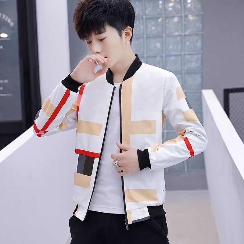 Red Stripe Thin Jackets Casual Coat Male Clothing