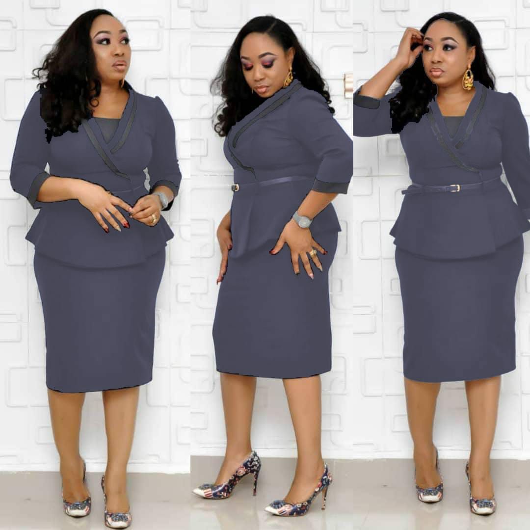 Turkey Cami Inserted Skirt Suit With 3/4 Sleeve- NAVY BLUE