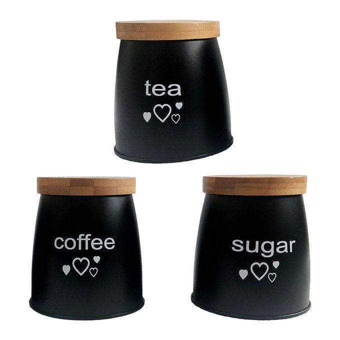 Sets With Labels With Bamboo Lid 500ml Tins For Black